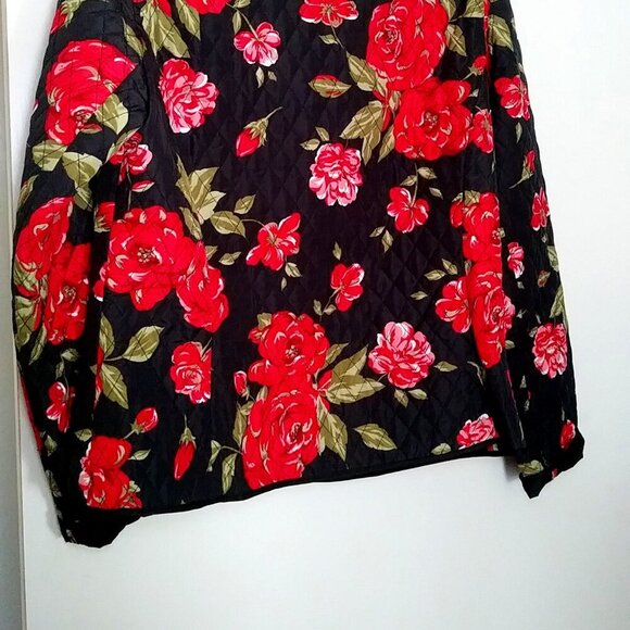 🌹 Kim Rogers Quilted Jacket – Petite M – Black Rose Floral - Picture 10 of 13